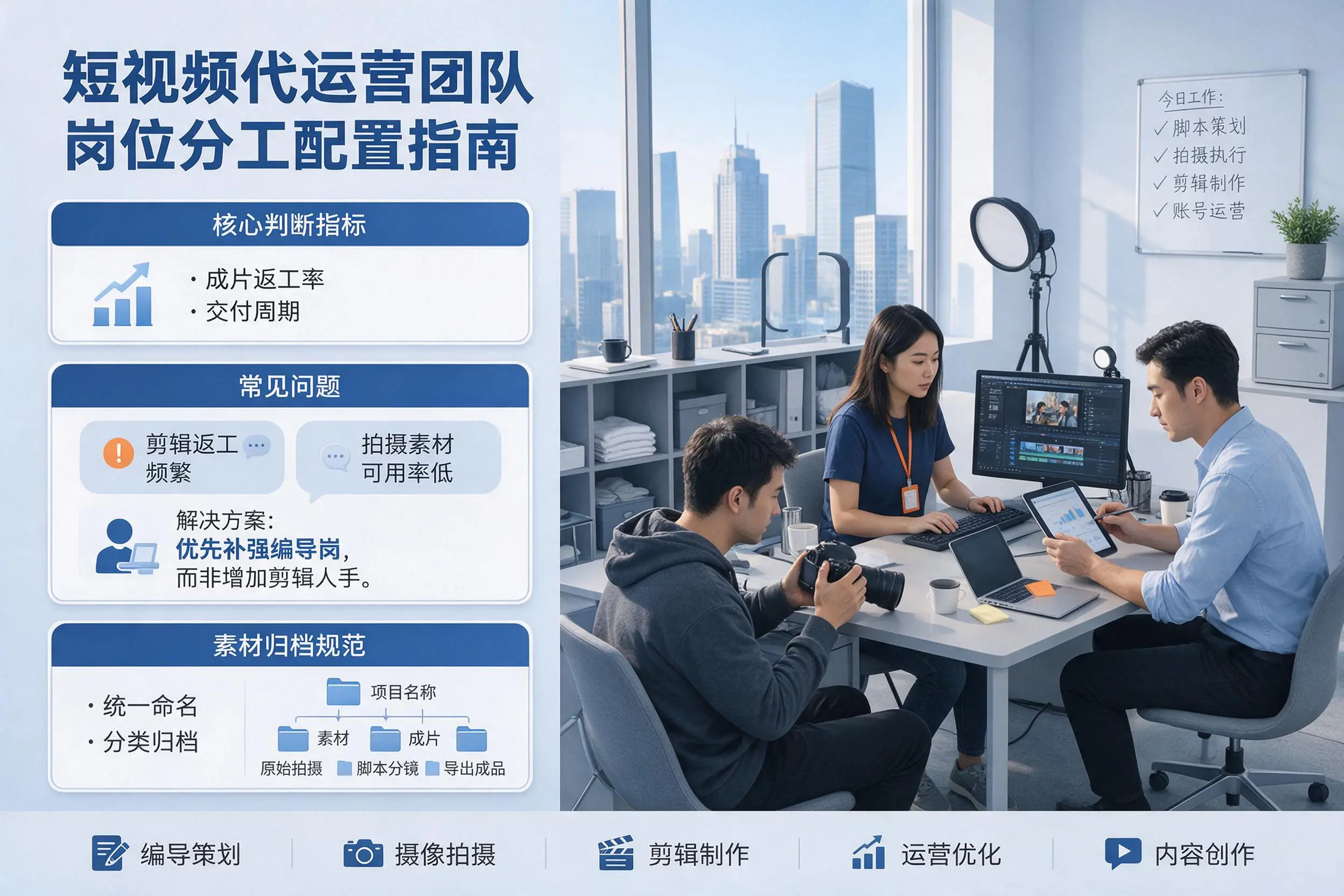 短视频代运营团队如何配置？秦皇岛企业岗位分工科普说明