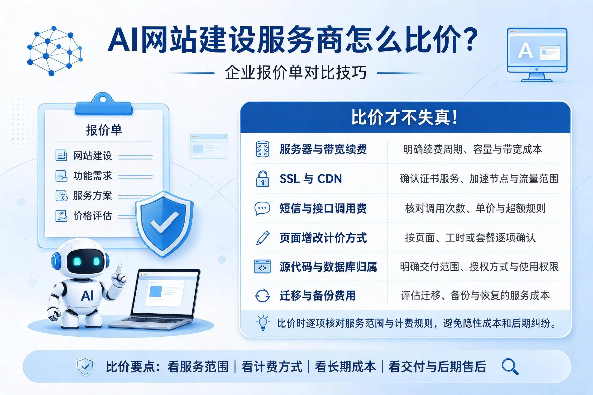 AI网站建设服务商怎么比价？秦皇岛企业报价单对比技巧